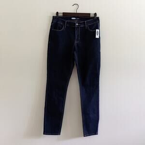 NWT Old Navy Super Skinny Dark Blue Jeans Denim Size 10 Stretch Button Zipper